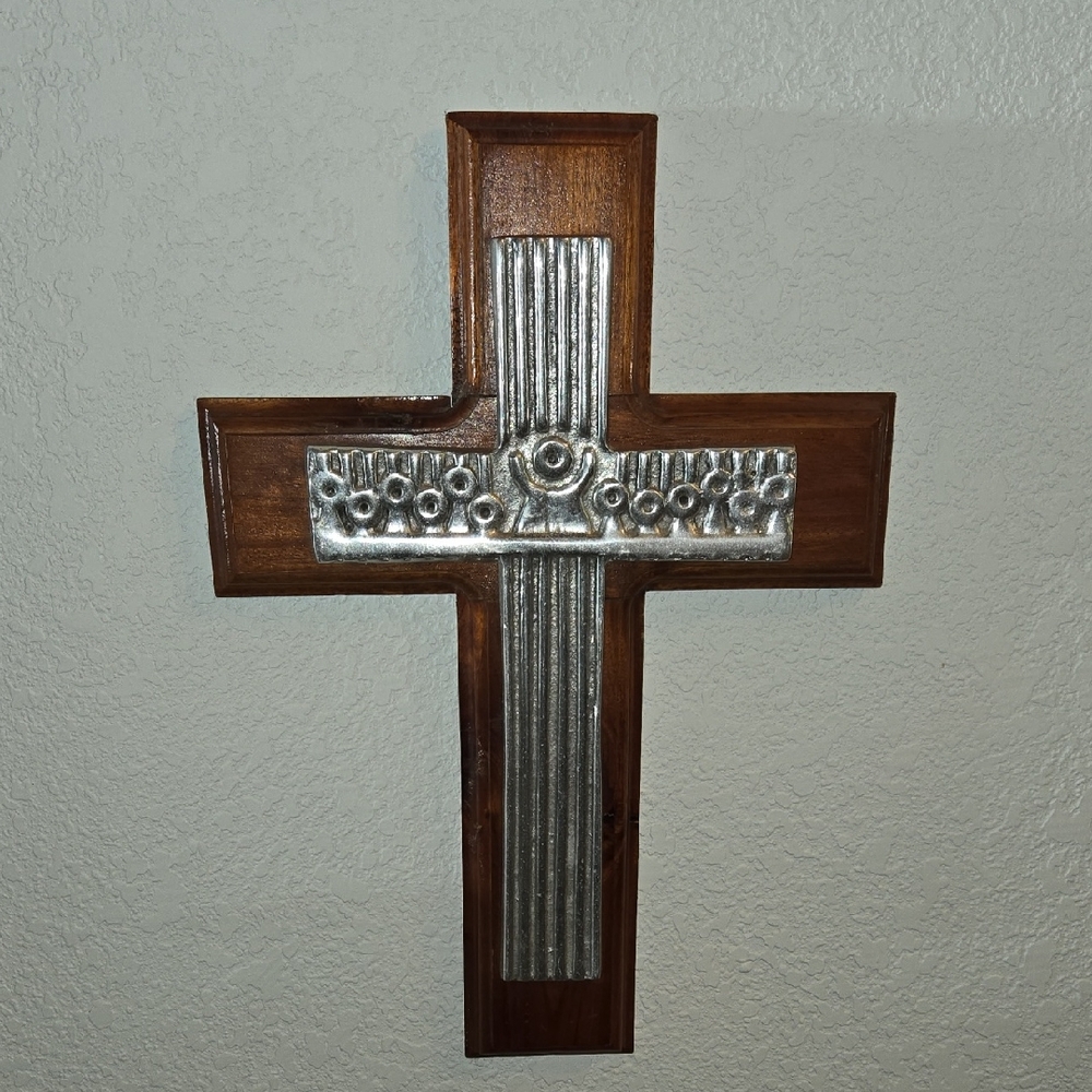 Wood & Pewter Cross
